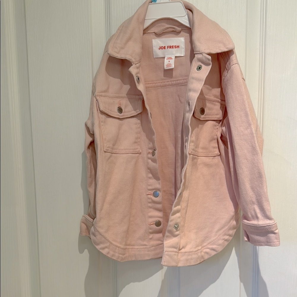Joe Fresh Pink kids denim Jacket size 5 (but oversized so more like a 6/7)